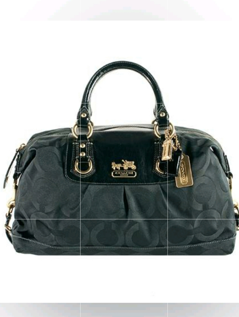 Authentic Coach Madison Sabrina Op Art Black Satchel Sateen Shoulder Bag